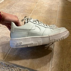 ❌SOLD ❌ Nike Air Force 1s in Mint Green, Size 7.5, Disrupted Art Style!